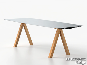 TABLE B 90 - WOOD - Rectangular aluminium and wood table _ BD Barcelona Design