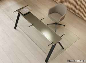 VIS DIRECTIONAL - Rectangular glass office desk _ BK Contract