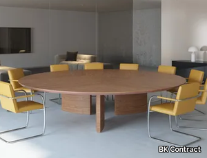 CEO - Modular round wood veneer meeting table _ BK Contract