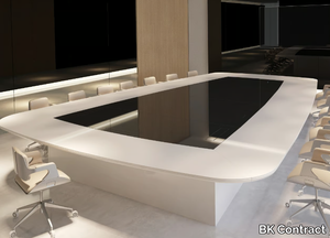 KUBO MEETING - Rectangular wood veneer meeting table with cable management _ BK Contract