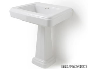 SO FIFTIES - Rectangular single pedestal ceramic washbasin _ BLEU PROVENCE