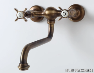 RK01 - 2 hole wall-mounted brass washbasin tap _ BLEU PROVENCE