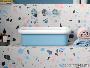 TRUE COLORS LITE TC2LA60 - Countertop rectangular ceramic washbasin _ BLEU PROVENCE