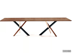 W - Rectangular american walnut table with double base _ BROSS