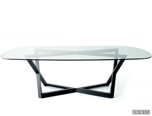 BRIDGET - Oval oak table with crystal top _ BROSS