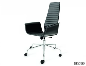 MEETING - Height-adjustable high-back leather chair with 5-spoke base _ BROSS