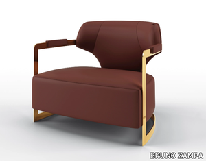 ARDEA - Leather armchair with armrests _ BRUNO ZAMPA