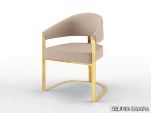 ARISTON - Upholstered leather chair with armrests _ BRUNO ZAMPA