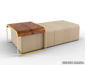 GREY - Pouf / coffee table in walnut and leather _ BRUNO ZAMPA