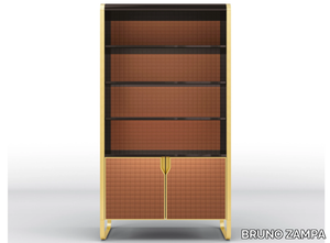 DAFNE - Freestanding bookcase in solid wood and leather _ BRUNO ZAMPA