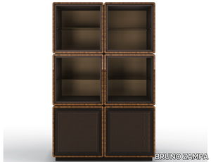 DEDALO - Modular bookcase in walnut and leather upholstery _ BRUNO ZAMPA