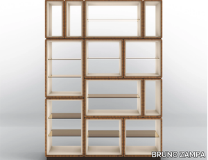 DEDALO - Open freestanding double-sided walnut bookcase _ BRUNO ZAMPA