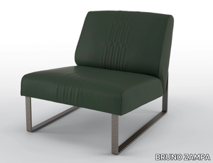 PANDORA - Leather armchair and metal base _ BRUNO ZAMPA