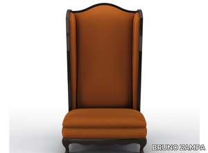 WALLY - Armchair with high back in solid wood and velvet _ BRUNO ZAMPA