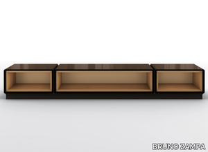 DEDALO - Low modular walnut TV cabinet _ BRUNO ZAMPA