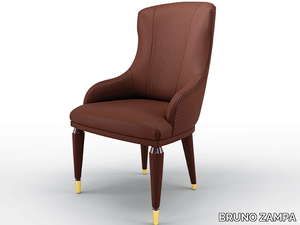 DILETTA - Upholstered leather chair with armrests _ BRUNO ZAMPA