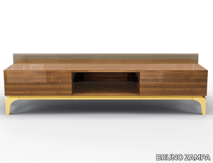 DUCA - Low walnut TV cabinet with drawers _ BRUNO ZAMPA