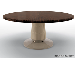 OMEGA - Round table in ebony and base covered in leather _ BRUNO ZAMPA