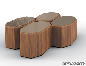 ESEDRA SET - Modular octagonal walnut coffee table _ BRUNO ZAMPA