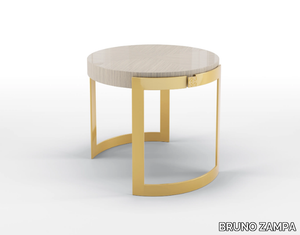 OLIVER - Round side table in steel and top in canaletto walnut _ BRUNO ZAMPA