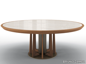 PETRUS - Round table in marble and canaletto walnut _ BRUNO ZAMPA