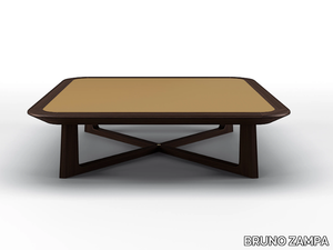 NEW LINE - Low square coffee table in wood and top covered in leather _ BRUNO ZAMPA