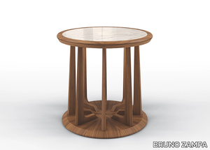 NEW LINE - Round walnut high side table _ BRUNO ZAMPA