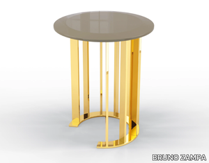 TRITON - Round metal coffee table and lacquered wood top _ BRUNO ZAMPA