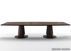 OMEGA - Rectangular table in ebony and base covered in leather _ BRUNO ZAMPA