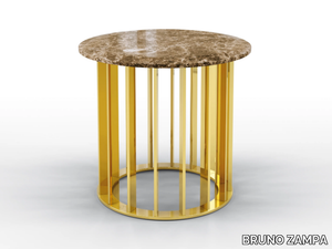 TRITON - Round metal coffee table and Dark Emperador top _ BRUNO ZAMPA