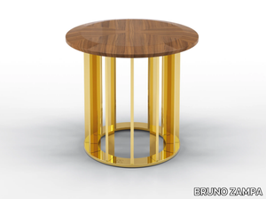 TRITON - Round metal coffee table and walnut top _ BRUNO ZAMPA