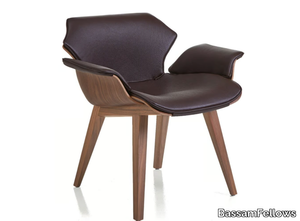 PETAL - Upholstered leather easy chair with armrests _ BassamFellows