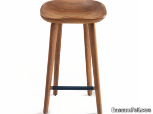 TRACTOR - Solid wood counter stool with footrest _ BassamFellows