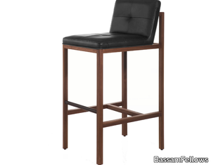 WOOD FRAME DINING - Wood and upholstered bar stool with back _ BassamFellows