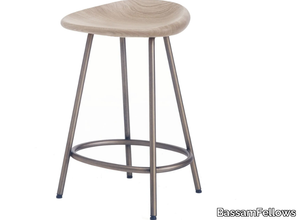 PEBBLE - Steel and wood counter stool _ BassamFellows