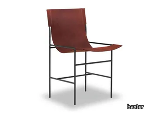 LEGGIA - Tanned leather chair with armrests _ BAXTER