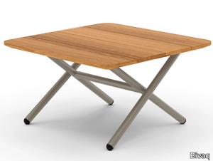 GARDA - Low iroko and aluminium coffee table _ Bivaq