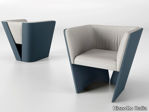 SENSU - Upholstered leather armchair with armrests _ Bizzotto Italia