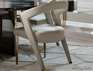 WAVE - Upholstered leather chair with armrests _ Bizzotto Italia