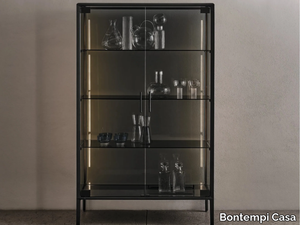 AUDREY - Glass and aluminium display cabinet with integrated lighting _ Bontempi Casa