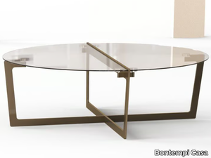 CROSS - Low round crystal and steel coffee table _ Bontempi Casa