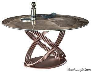 FUSION - Round steel and SuperMarble dining table _ Bontempi Casa