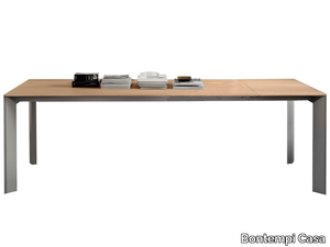 GENIO - Extending aluminium and wood dining table _ Bontempi Casa