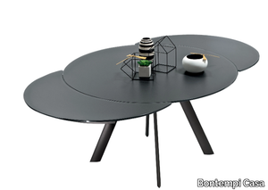 GIRO - Extending crystal and steel dining table _ Bontempi Casa