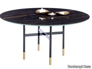 GLAMOUR - Round steel and SuperMarble dining table _ Bontempi Casa