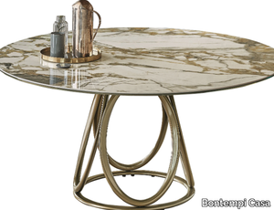 LOUIS - Round steel and SuperMarble dining table _ Bontempi Casa