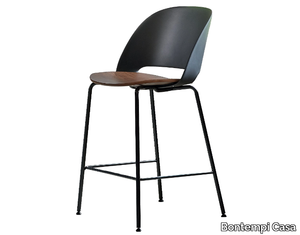 POLO - High polypropylene and wooden stool with back _ Bontempi Casa