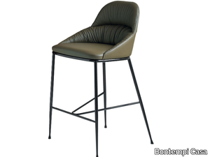 QUEEN - High leather stool with back _ Bontempi Casa