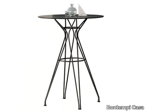 VINCENT - Round steel and wood high table _ Bontempi Casa