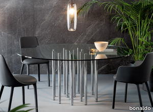 MILLE - Round glass and steel table _ Bonaldo